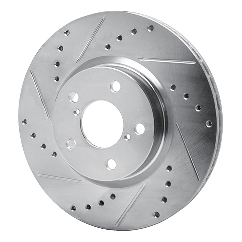 Subaru Impreza Brake Rotor (1) - Front Left - R1 Concepts - Drilled & Slotted - Silver - `17-`23